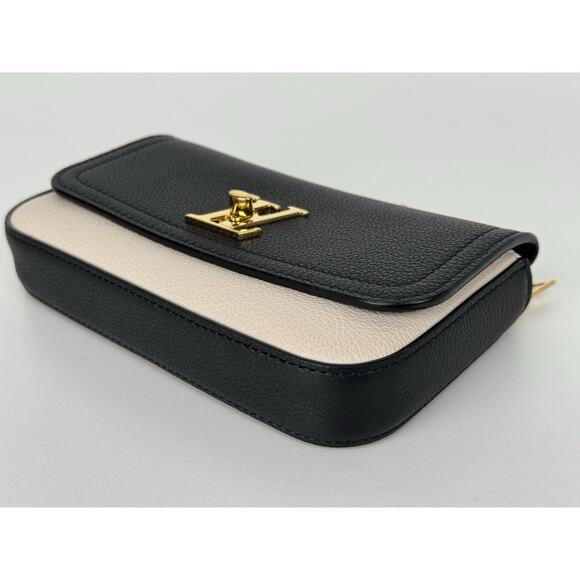 Louis Vuitton Calfskin Lockme Phone Chain Pouch in Vanille and Black B-6 - Picture 6 of 16